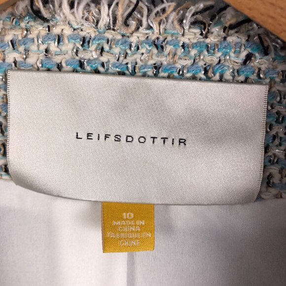 Leifsdottir Anthropologie Tweed Moto Jacket Blue Size 10 - Picture 4 of 10